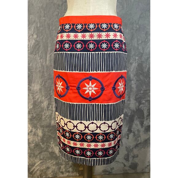 Boden Dresses & Skirts - Boden‎ colorful embroidered pencil skirt nautical geometric 4 Tall artsy preppy